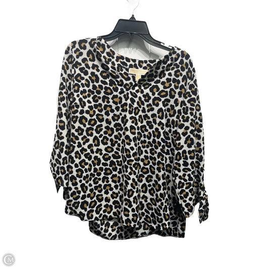 Top Long Sleeve By Michael By Michael Kors In Animal Print, Size: L