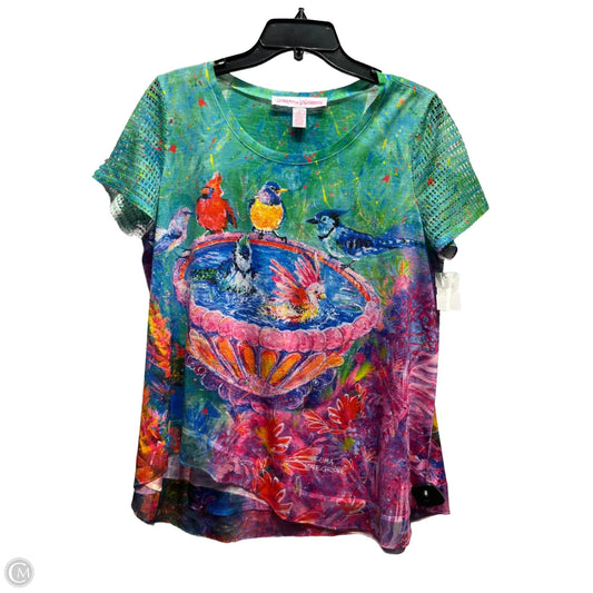 Top Short Sleeve By Leoma Lovegrove In Green & Red, Size: L