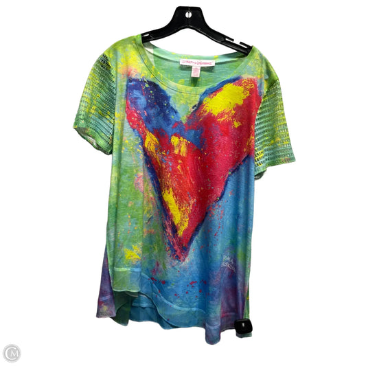 Top Short Sleeve By Leoma Lovegrove In Green & Red, Size: L