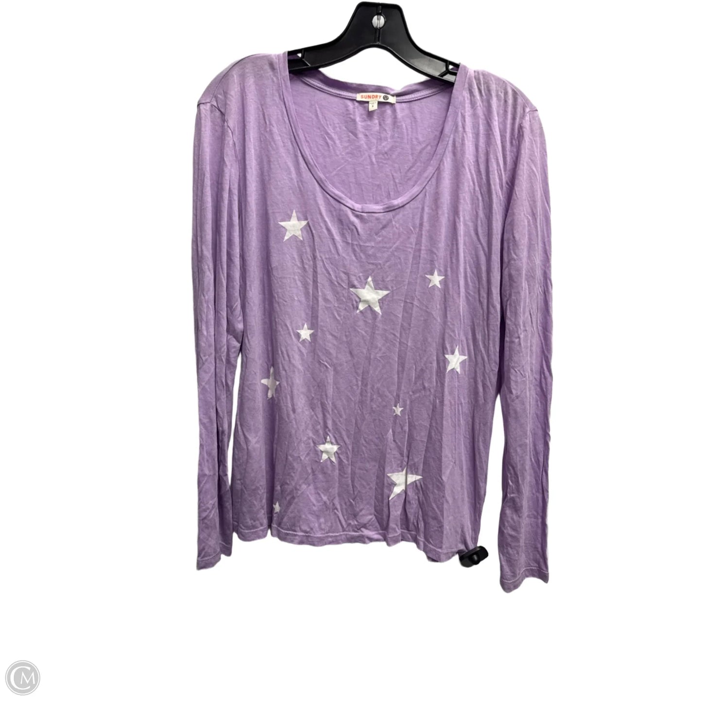 Top Long Sleeve Basic By Sundry In Purple & White, Size: Xl