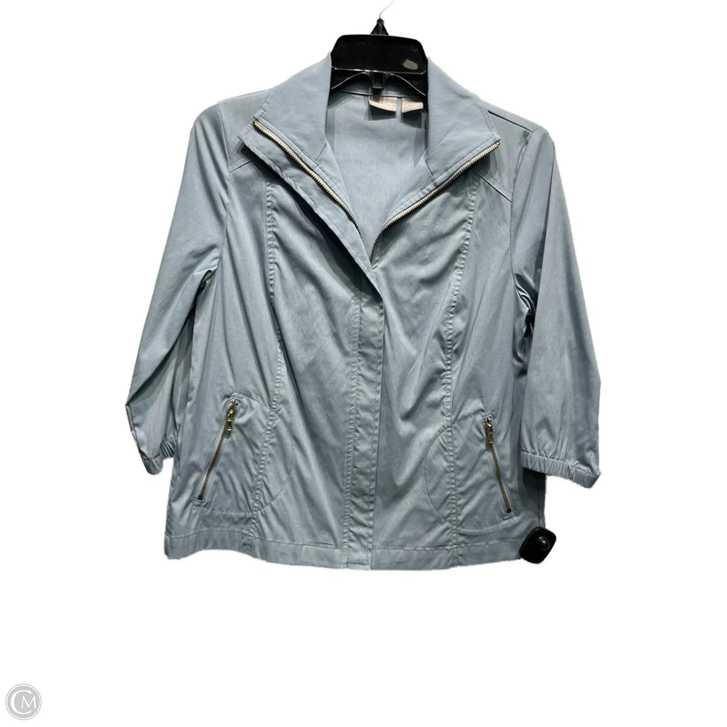 Jacket Windbreaker By Chicos In Blue, Size: S