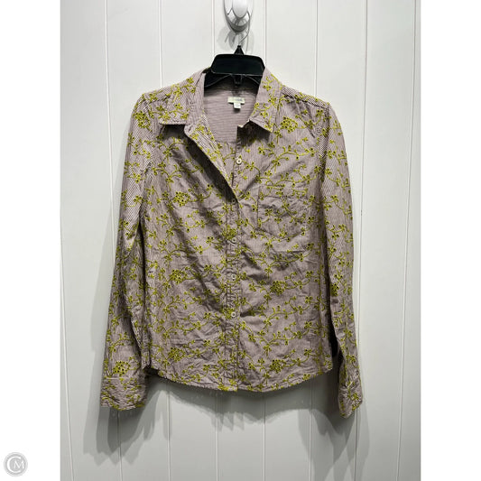 Top Long Sleeve By Odille In Cream & Green, Size: 8