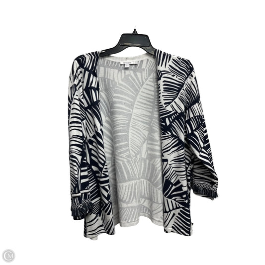 Sweater Cardigan By Chicos In Blue & White, Size: Xl
