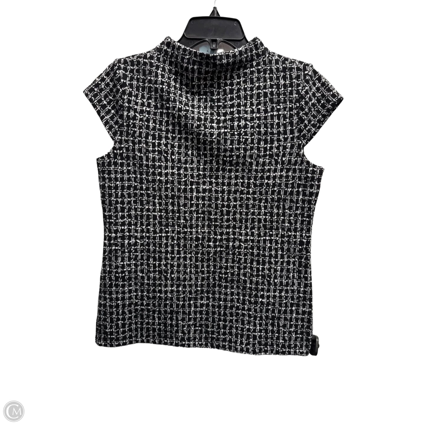 Top Short Sleeve By Ann Taylor In Black & White, Size: M