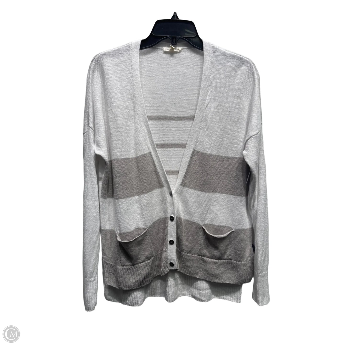 Sweater Cardigan By Eileen Fisher In Grey & White, Size: Xs