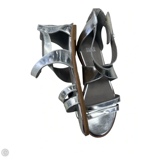 Sandals Flats By Eileen Fisher In Silver, Size: 8.5