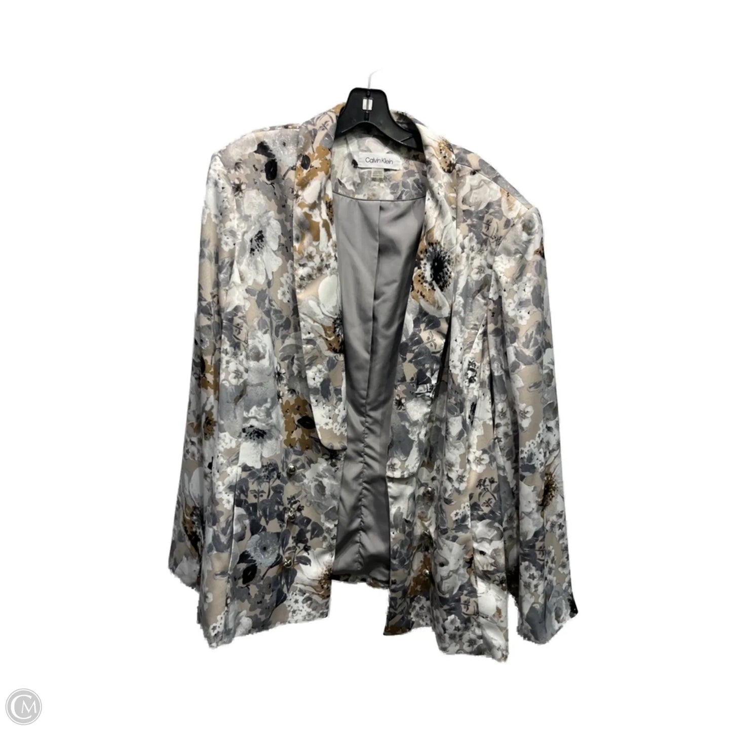 Blazer By Calvin Klein In Cream & Grey, Size: 24