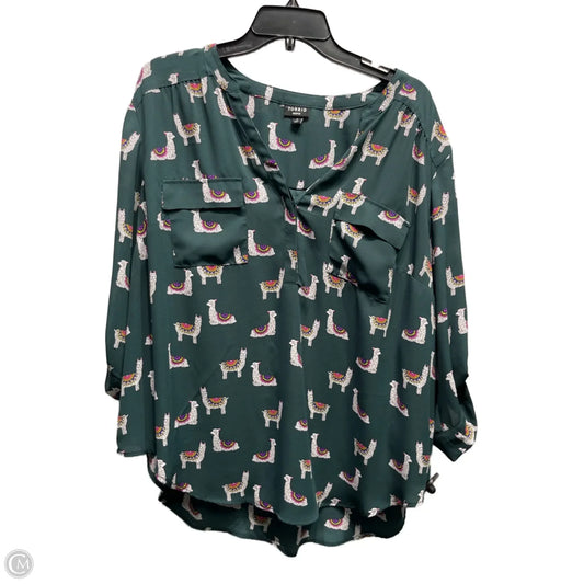 Top Long Sleeve By Torrid In Green & Pink, Size: 2x