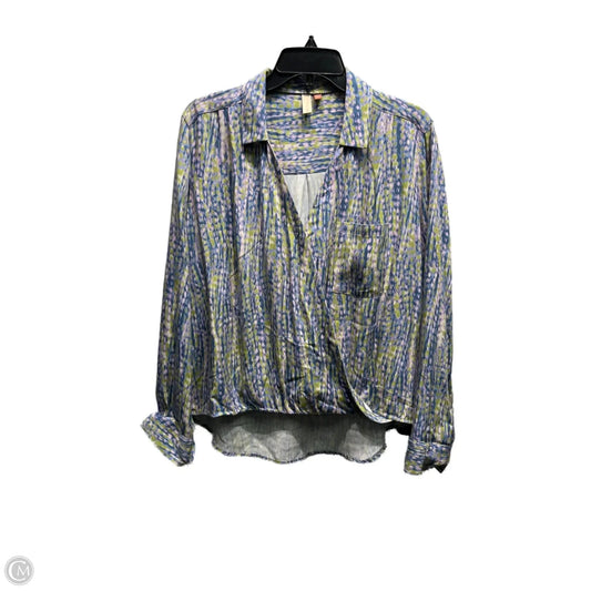 Top Long Sleeve By Pilcro In Green & Purple, Size: M