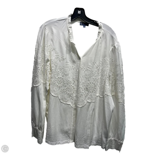 Top Long Sleeve By Democracy In White, Size: 2x