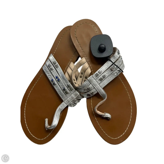 Sandals Designer By Kate Spade In Silver, Size: 8