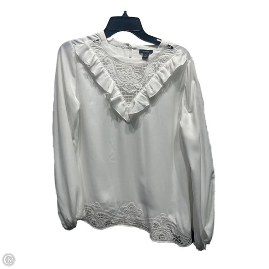Top Long Sleeve By Halogen In White, Size: M