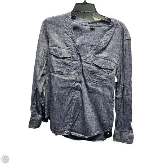 Top Long Sleeve By Theory In Navy, Size: S