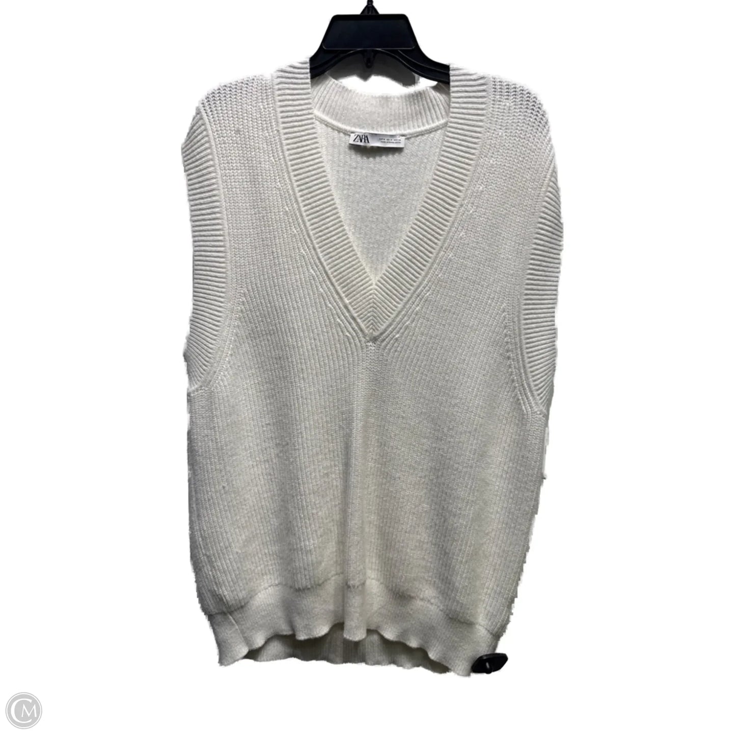 Sweater Short Sleeve By Zara In White, Size: M