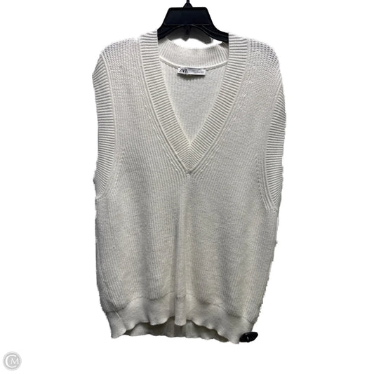 Sweater Short Sleeve By Zara In White, Size: M