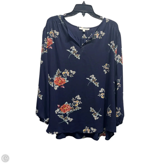Top Long Sleeve By Fun 2 Fun In Blue & Green, Size: 3x