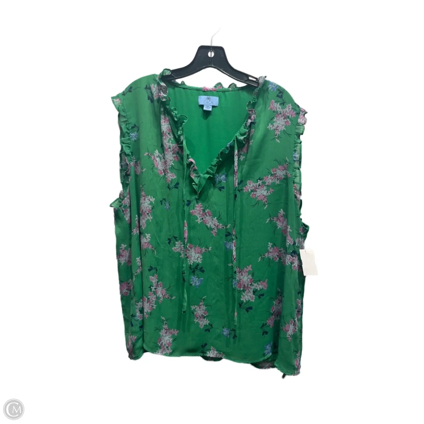 Top Short Sleeve By Cece In Green & Purple, Size: Xl