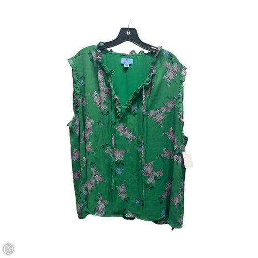 Top Short Sleeve By Cece In Green & Purple, Size: Xl