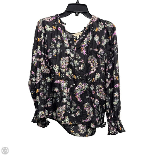 Top Long Sleeve By Rebecca Taylor In Black & Purple, Size: 8