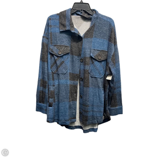 Jacket Shirt By Zenana Outfitters In Black & Blue, Size: Xl