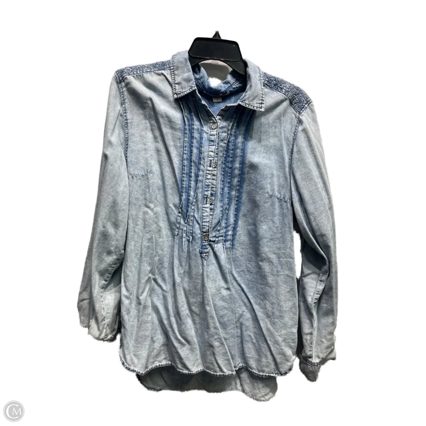 Top Long Sleeve By Vintage America In Blue Denim, Size: Xl