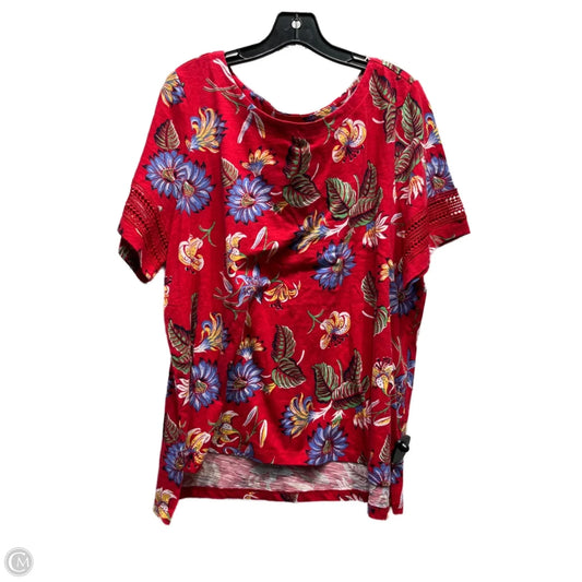 Top Short Sleeve By Christopher And Banks In Blue & Red, Size: Xl