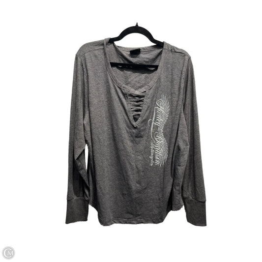 Top Long Sleeve By Harley Davidson In Grey, Size: Xxl