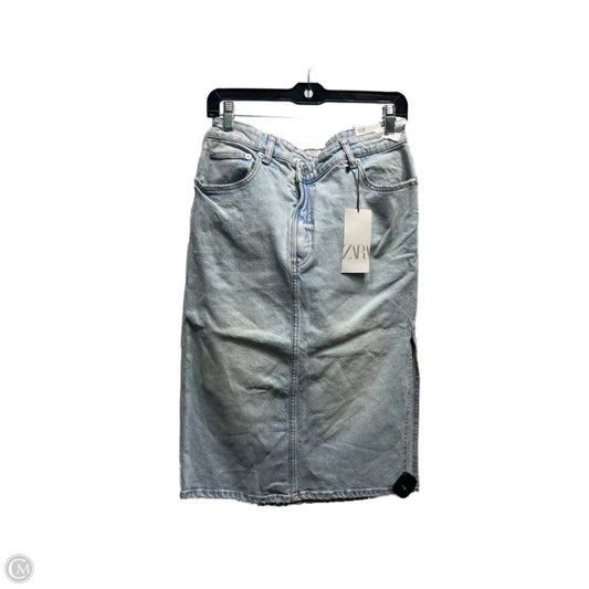 Skirt Midi By Zara In Blue Denim, Size: L