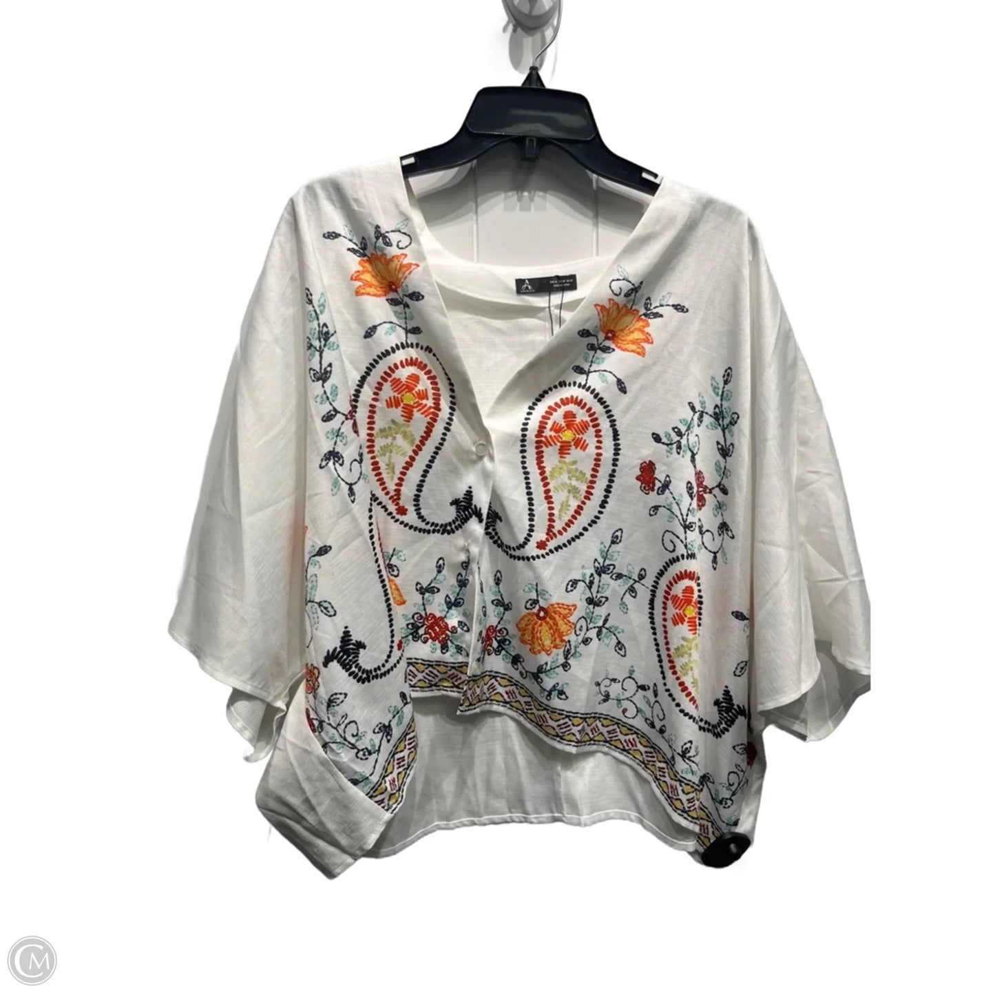 Top Short Sleeve By Shein In Orange & White, Size: Xl