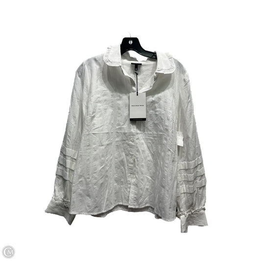 Top Long Sleeve By Who What Wear In White, Size: L