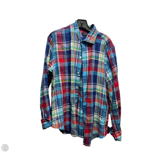 Top Long Sleeve By Polo Ralph Lauren In Blue & Red, Size: L