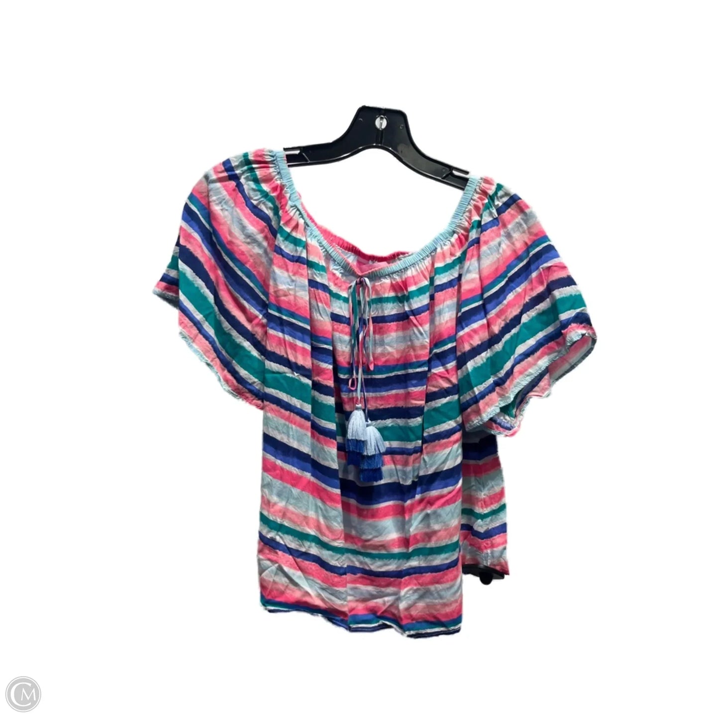 Top Short Sleeve Designer By Lilly Pulitzer In Green & Pink, Size: Xs