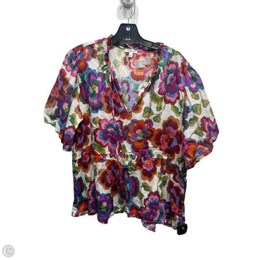 Top Short Sleeve By Johnny Was In Blue & Red, Size: Xl