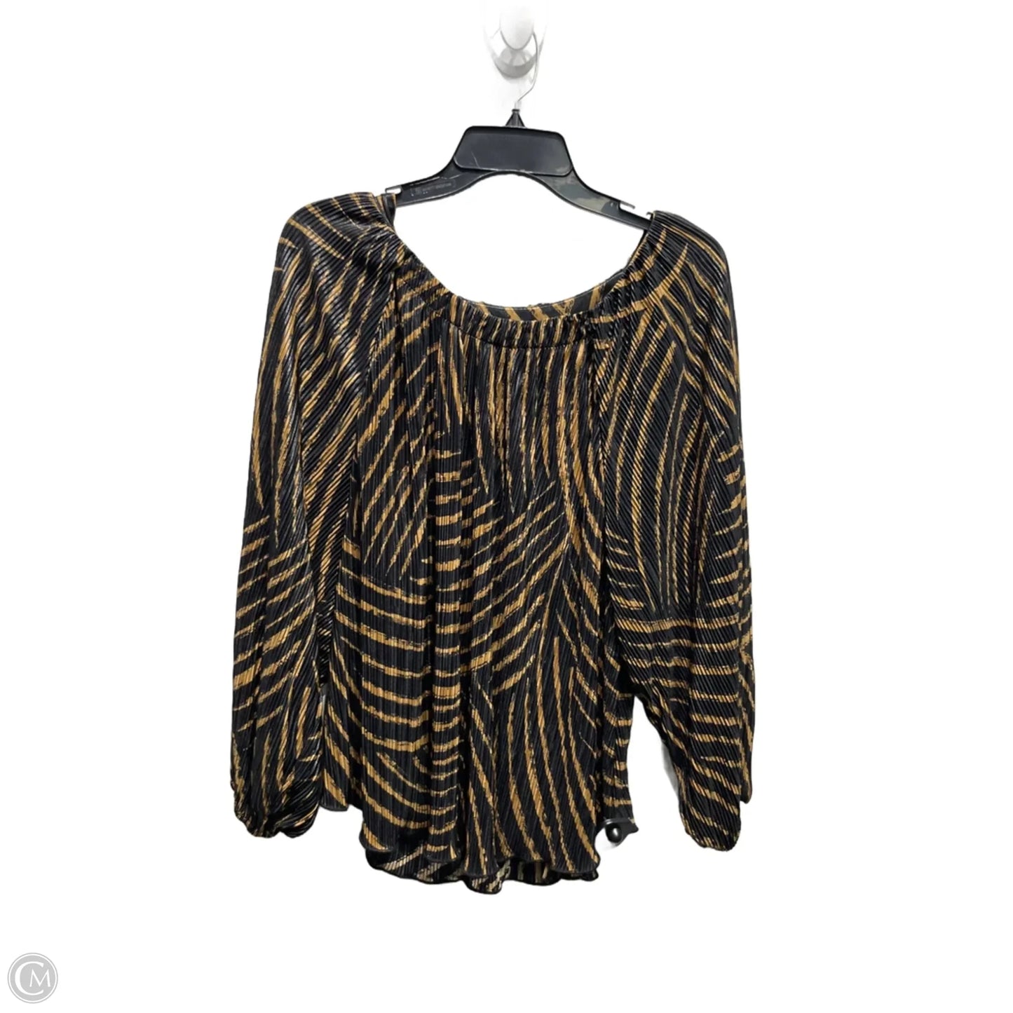 Top Long Sleeve By Chicos In Black & Tan, Size: Xxl