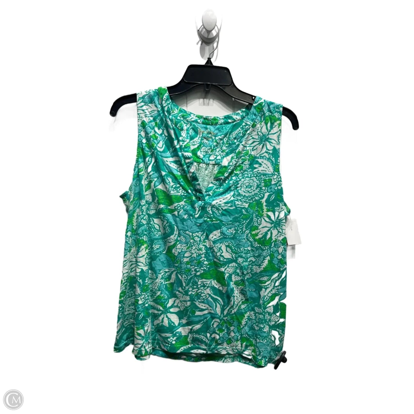 Top Sleeveless Designer By Lilly Pulitzer In Green & White, Size: L