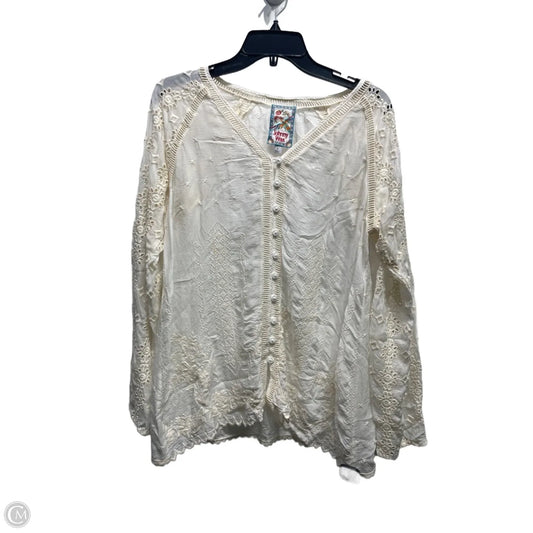 Top Long Sleeve By Johnny Was In Cream, Size: S