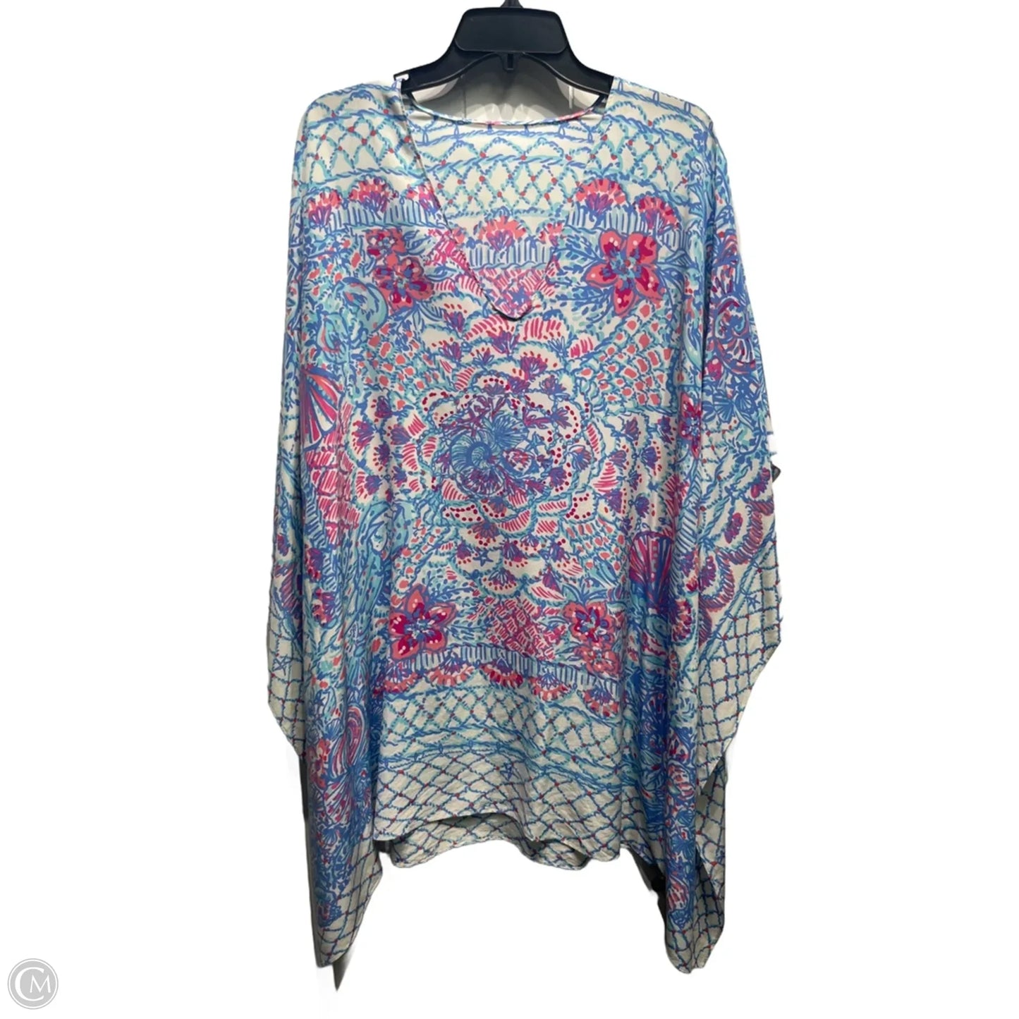 Top Short Sleeve Designer By Lilly Pulitzer In Blue & Pink, Size: Osfm