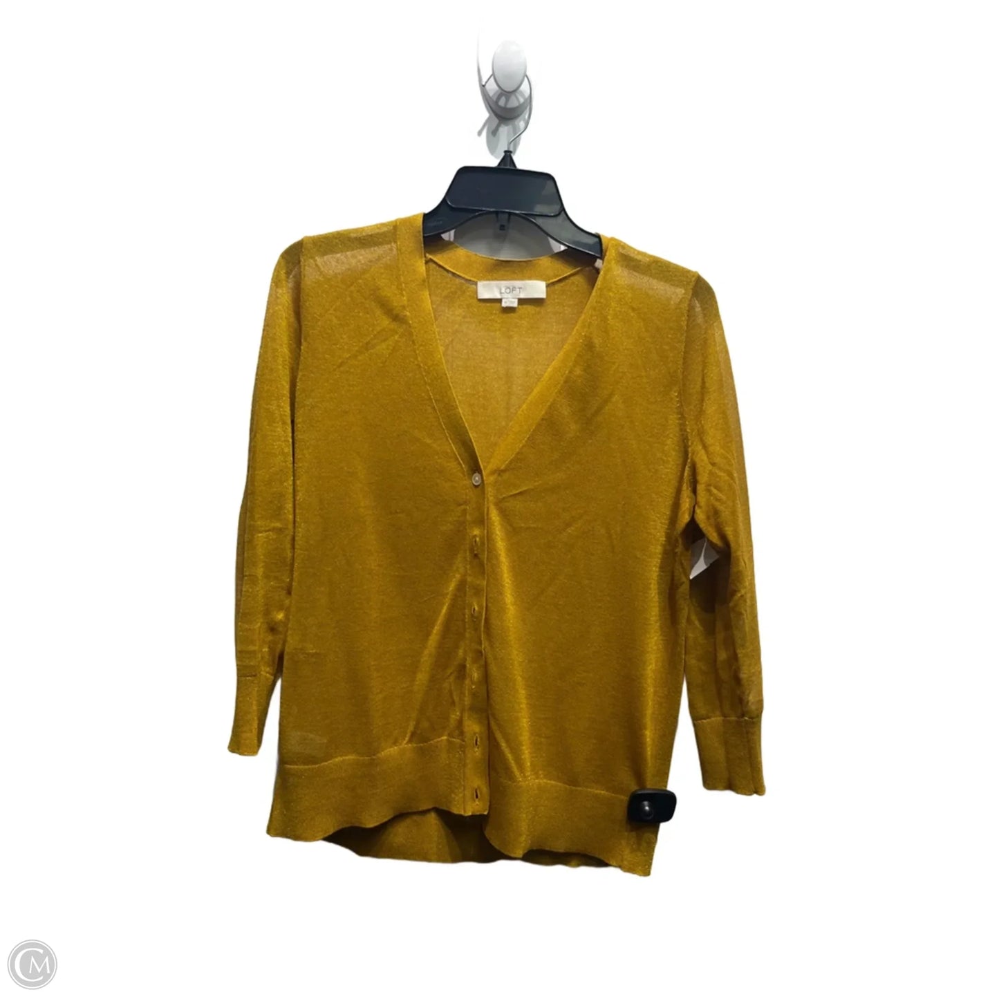 Sweater Cardigan By Loft In Yellow, Size: M