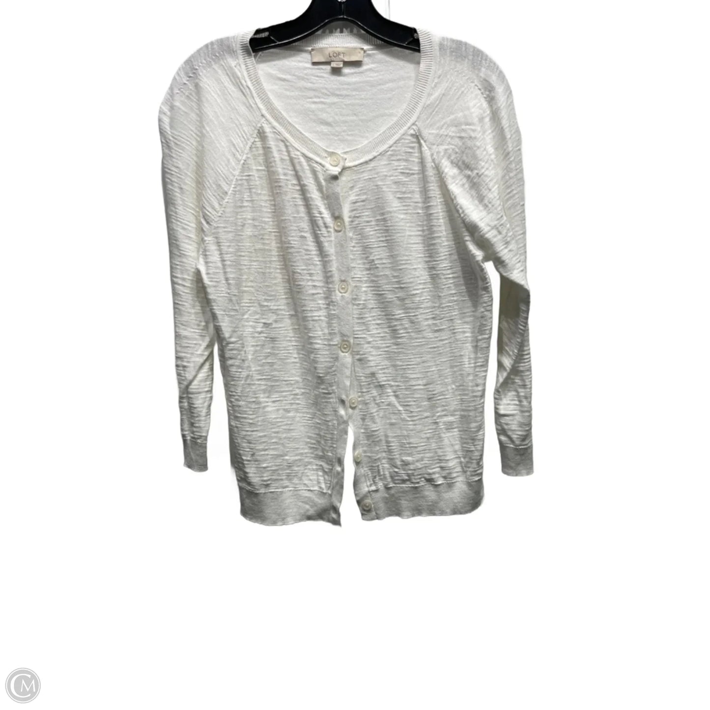 Sweater Cardigan By Loft In White, Size: L