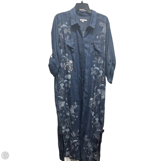 Dress Casual Maxi By Chicos In Blue Denim, Size: Xl