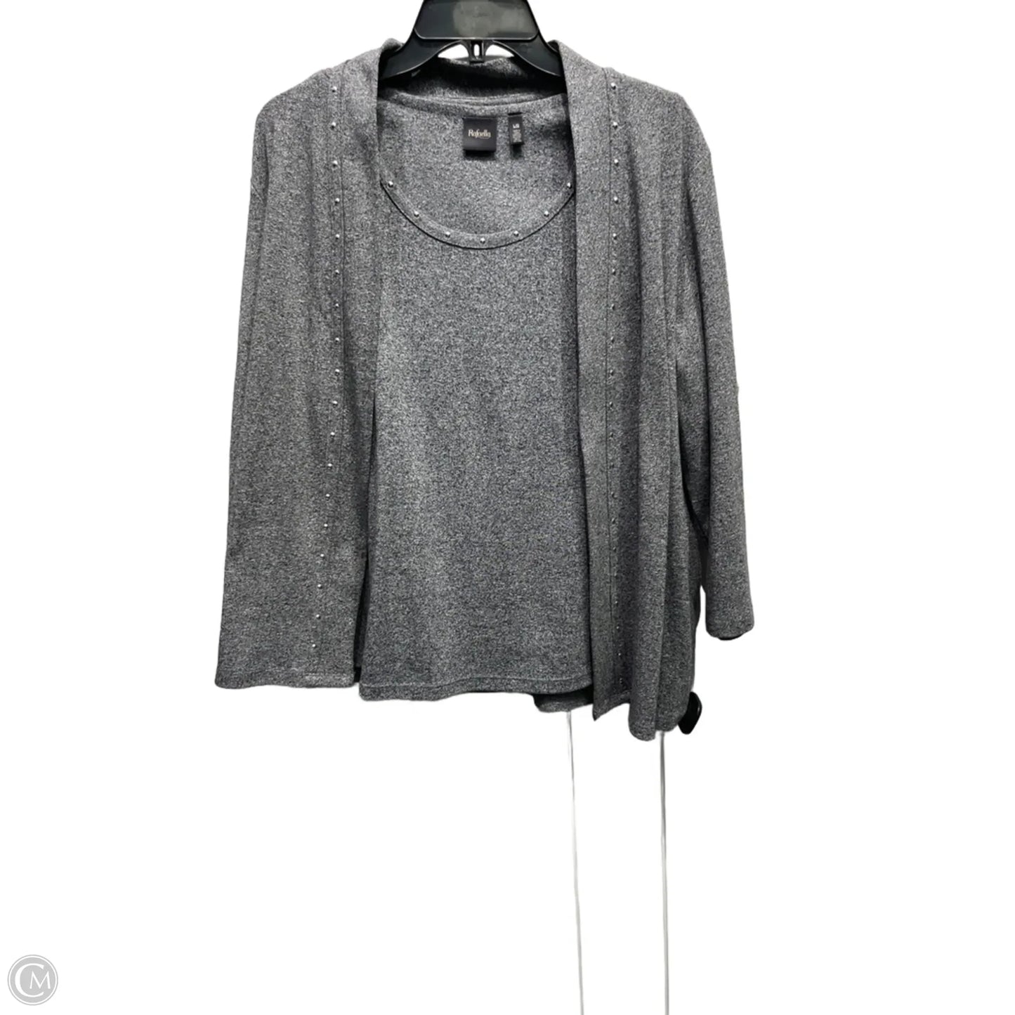Top 2pc Long Sleeve By Rafaella In Grey, Size: L
