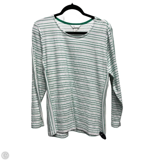 Top Long Sleeve By Christopher And Banks In Green & White, Size: Xl