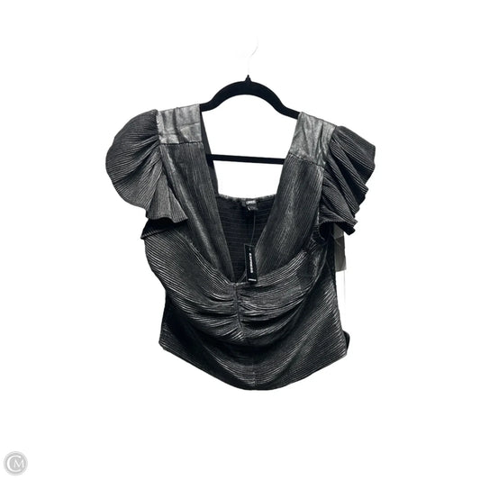 Blouse Short Sleeve By Express In Grey, Size: M