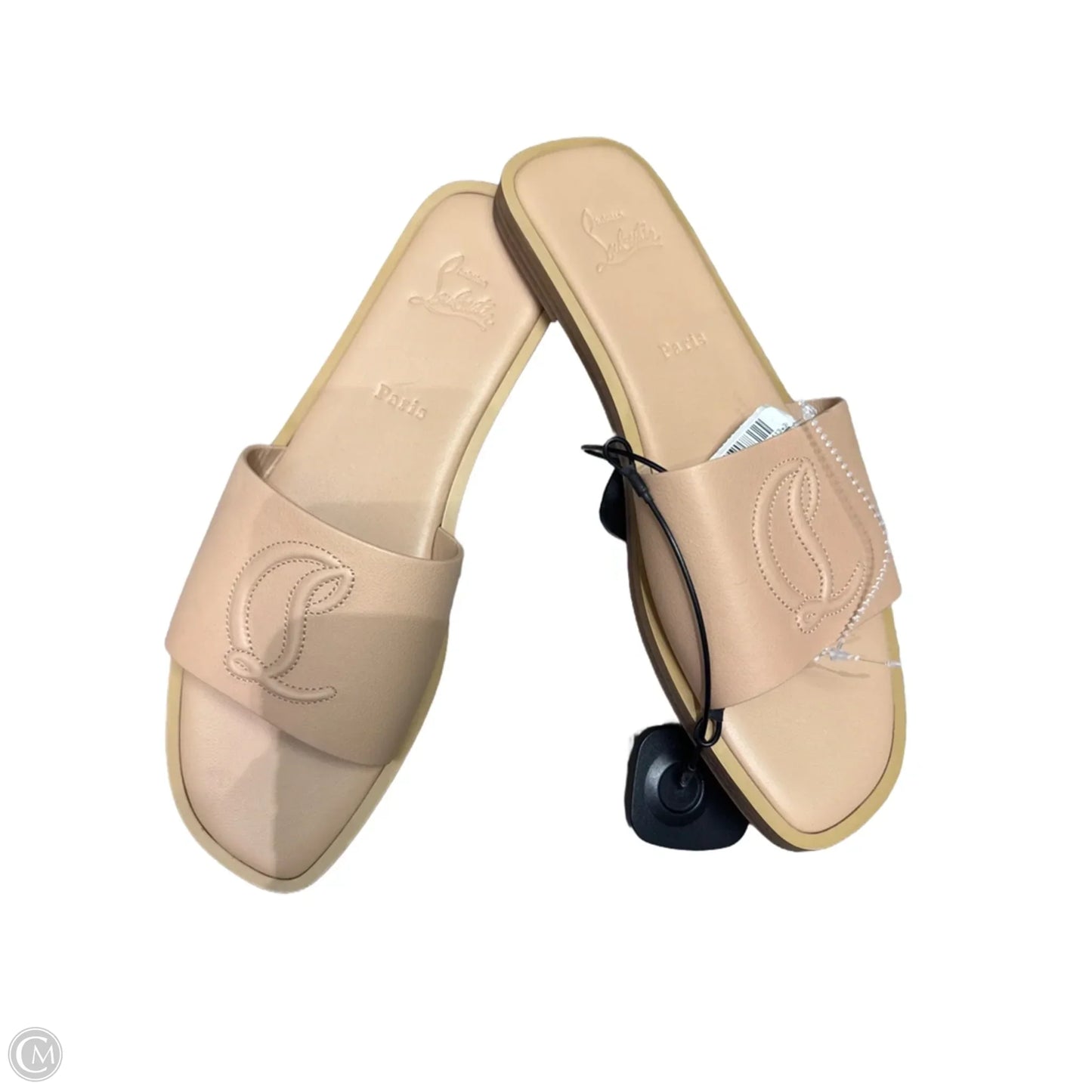 Sandals Luxury Designer By Christian Louboutin In Tan, Size: 10.5