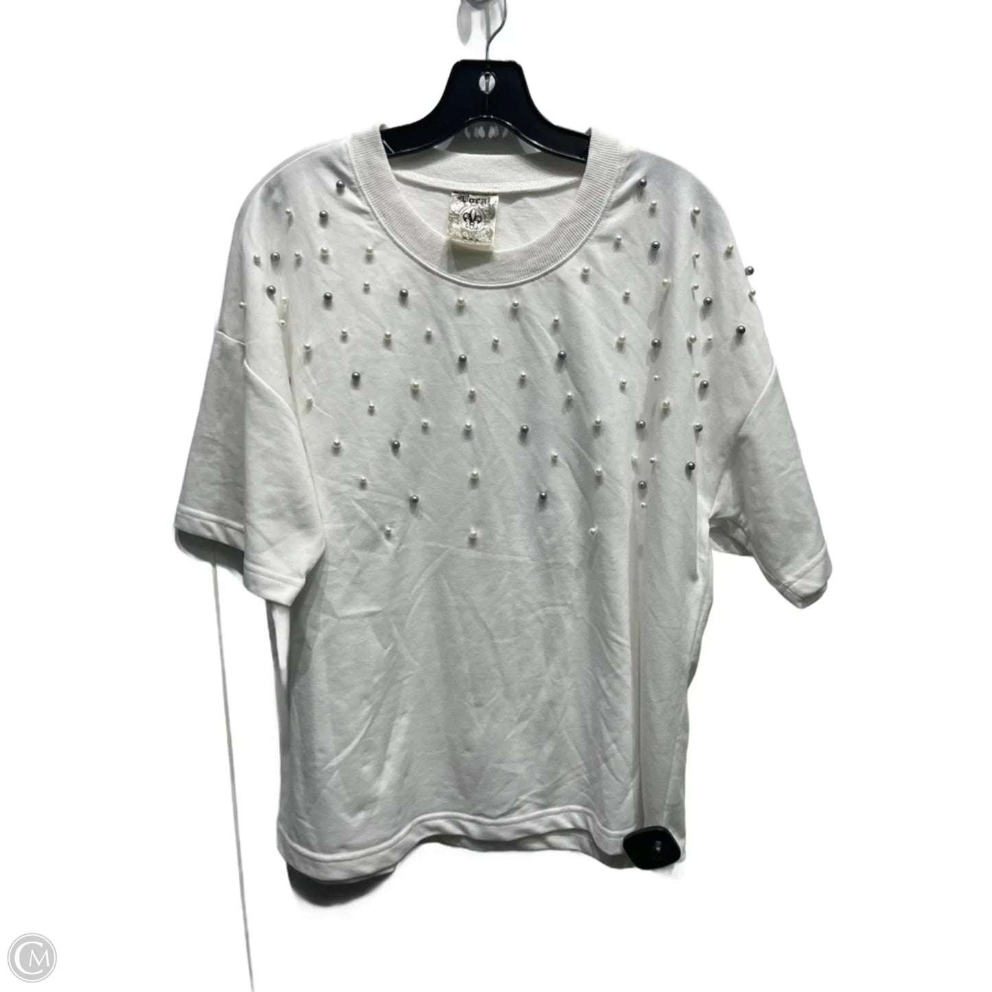 Top Short Sleeve By Vocal In White, Size: L