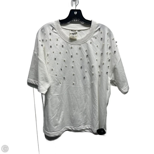 Top Short Sleeve By Vocal In White, Size: L