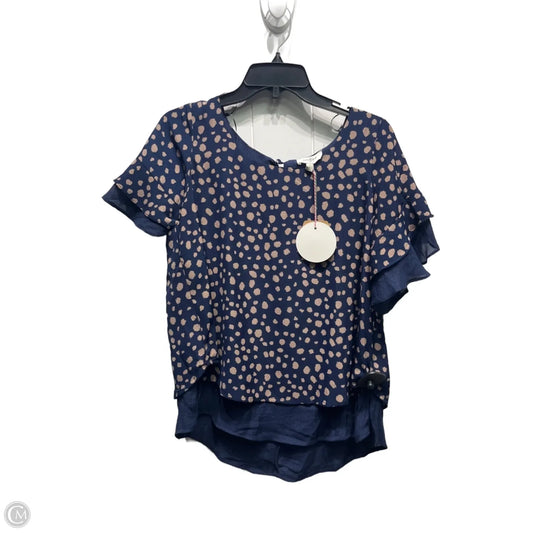 Top Short Sleeve By Umgee In Blue & Tan, Size: S