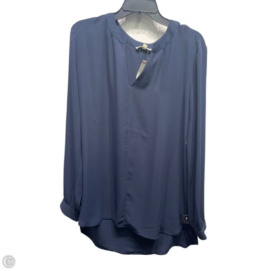 Top Long Sleeve By Joan Vass In Navy, Size: Xl