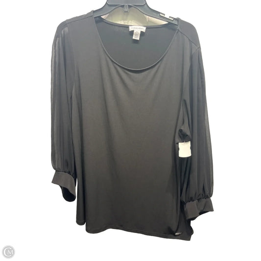 Top Long Sleeve By Calvin Klein In Black, Size: Xl