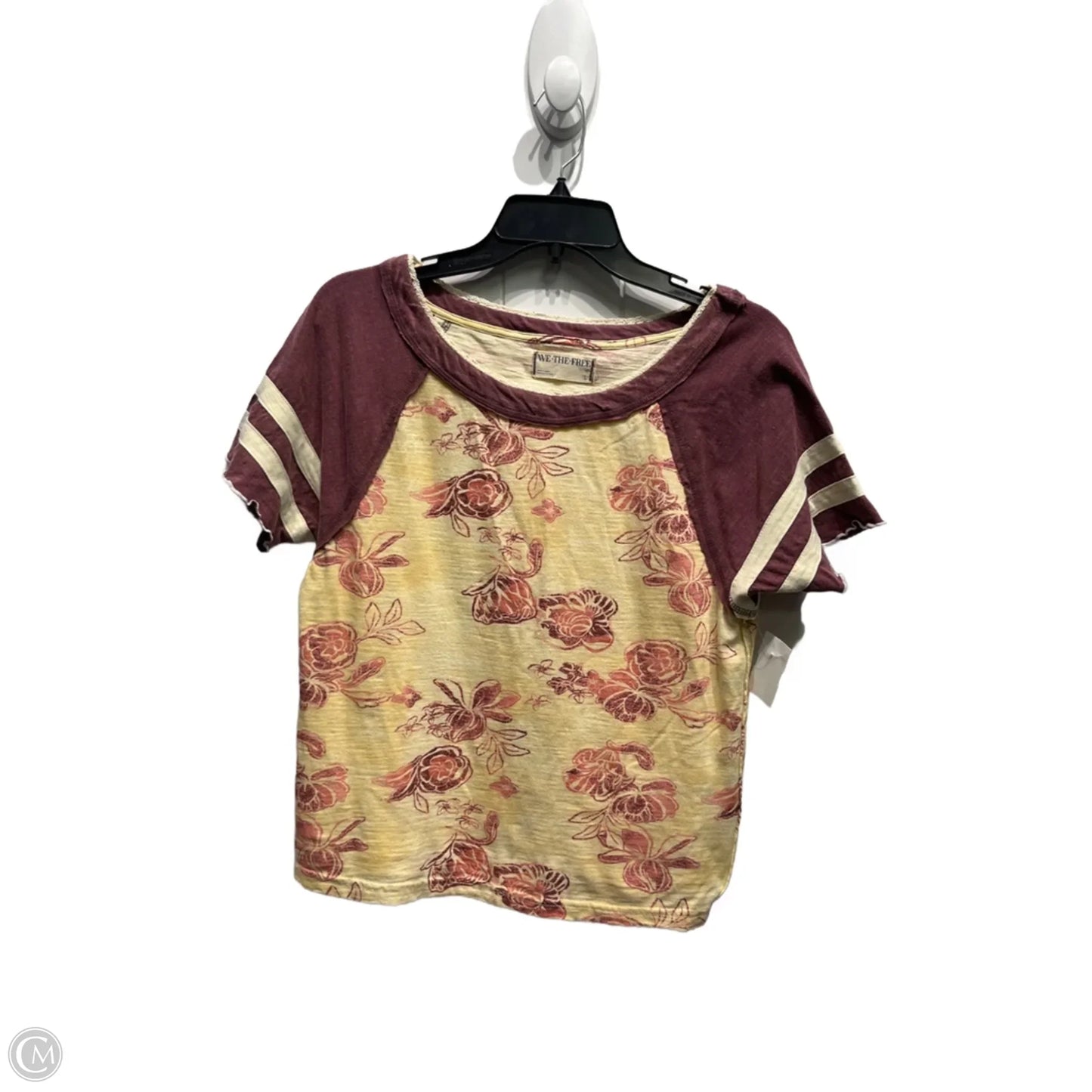 Top Short Sleeve By Free People In Cream & Red, Size: L